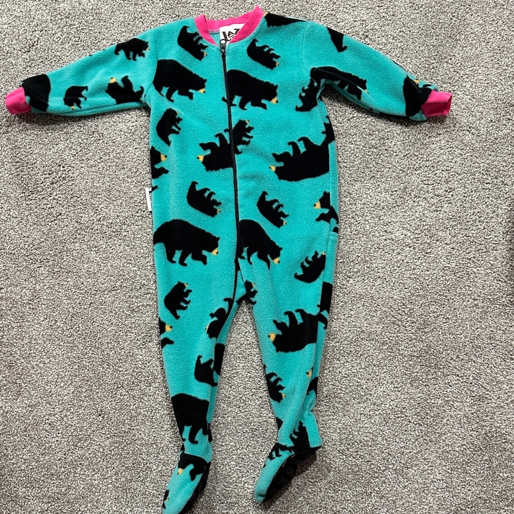 Cozy Teal Lazy One Bear Toddler Onsie